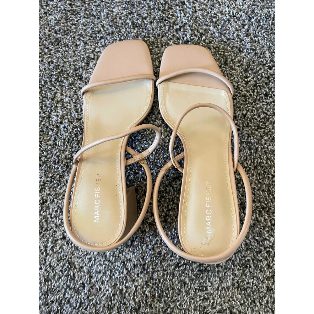 Marc Fisher Nude Galvin block-heel Open Toed sandals 9 1/2